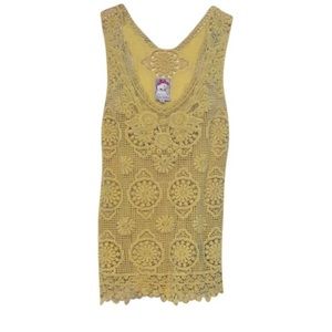 Yoana Baraschi Anthropologie Yellow Crochet Top